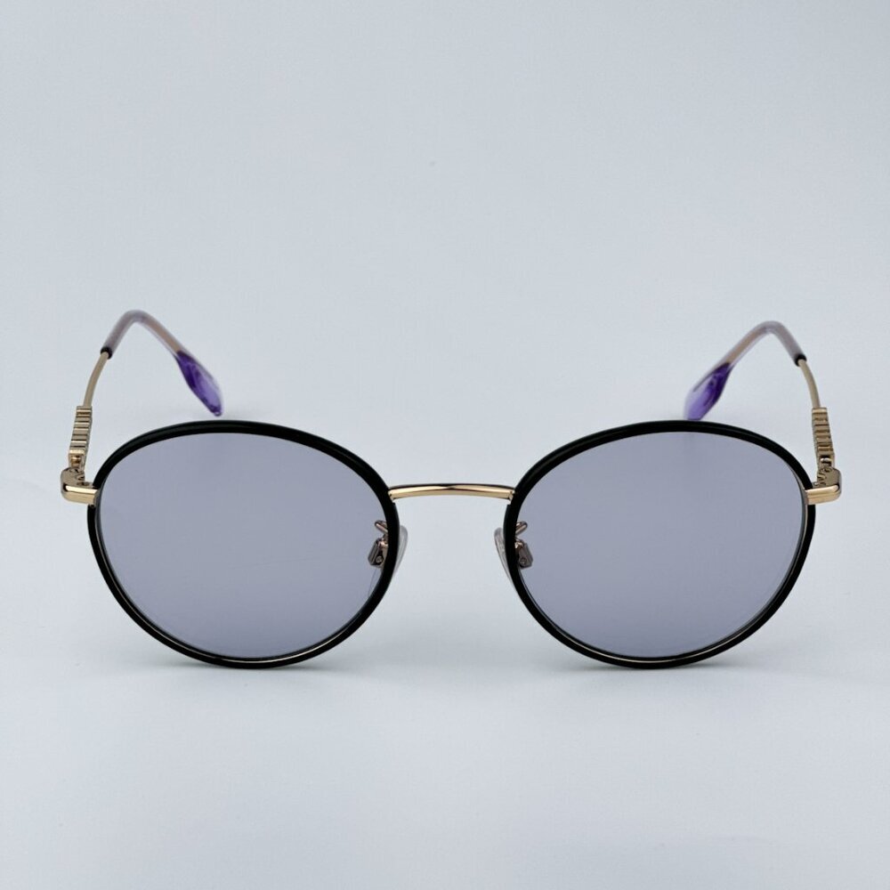 Burberry BE3148D 10171A BRAND NEW Sunglasses Black Gold Lillac Oval Unisex